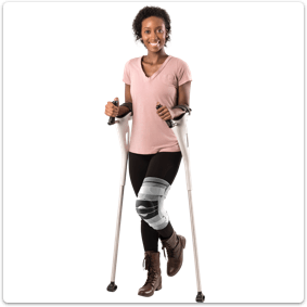 Diapo 6 : Personne équipée de M+D Crutches.