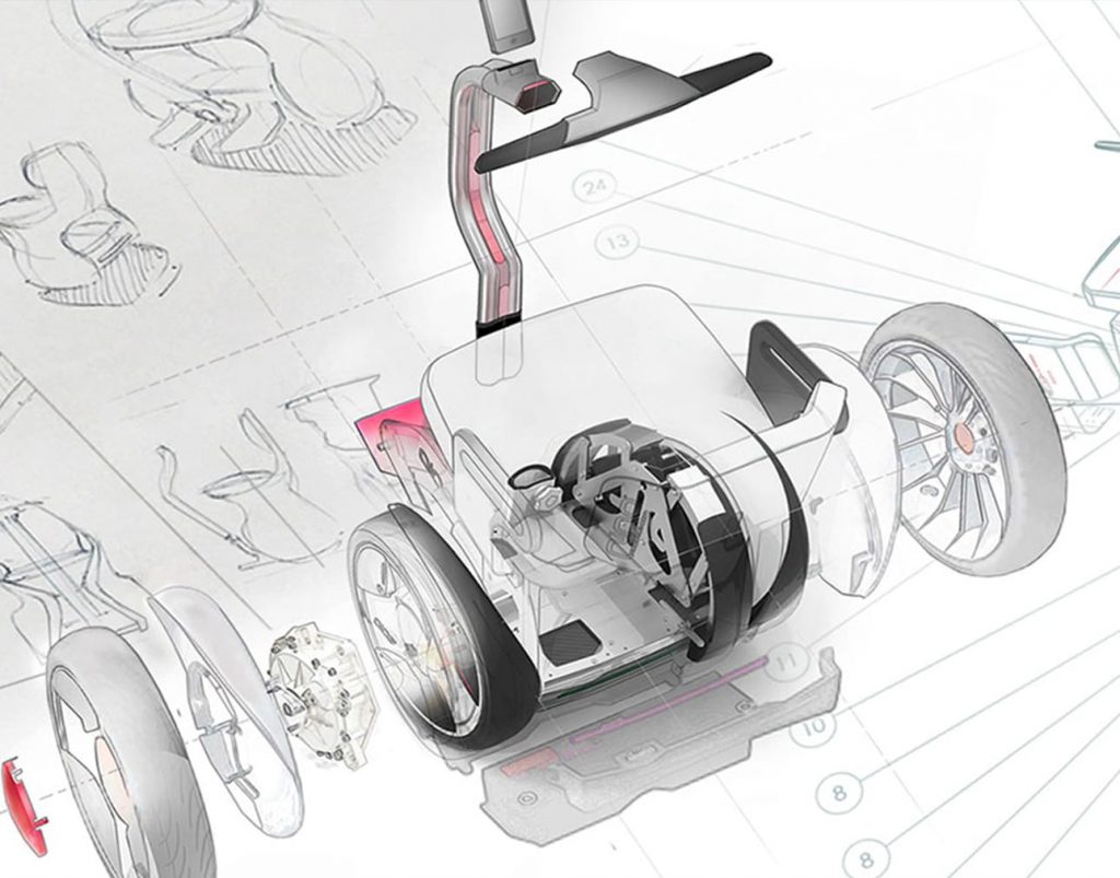 Diapo 3 : Dessin technique représentant le fauteuil Gyropode Nino.