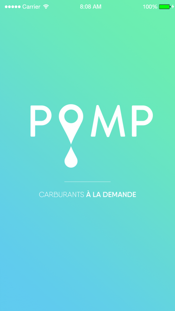 Diapo 2 : Screenshot de la page d’accueil de l'application POMP, légende: 'POMP, carburant à la demande'.