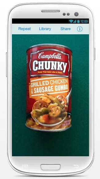 Diapo 3 : Application TapTapSee identifiant une boite de conserve de la marque Campbell