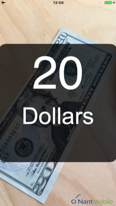 Diapo 3 : Application Money Reader identifiant un billet de 20 dollars