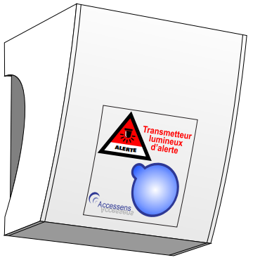Diapo 3 : Schéma du boitier TLA 714, indications: 'Transmetteur lumineux d'alerte' 'Accessens'
