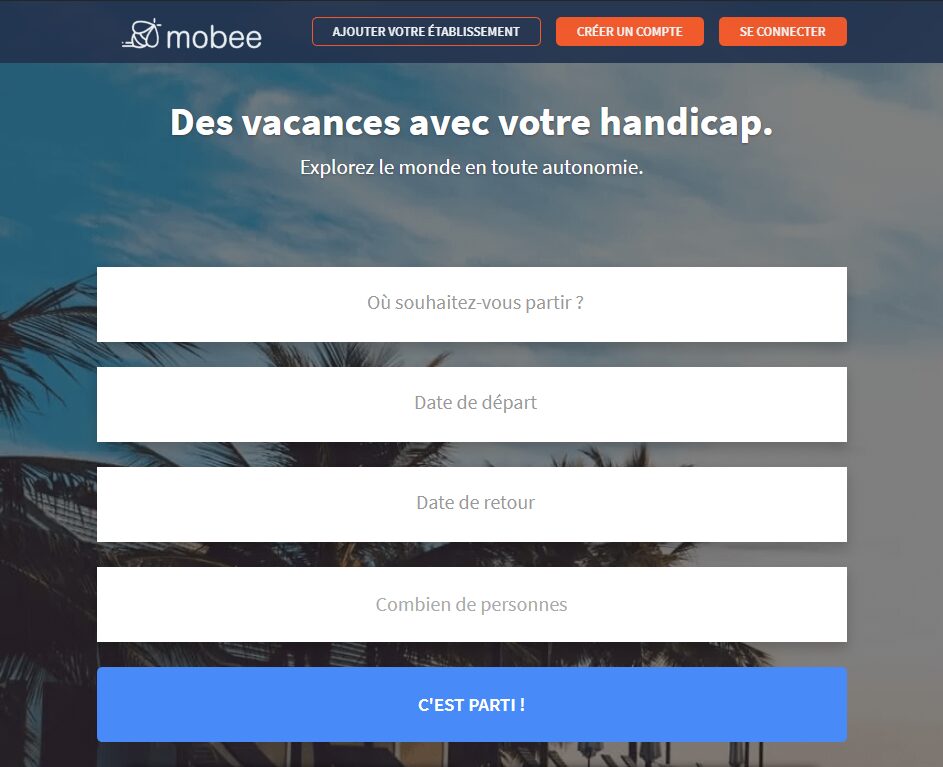 Diapo 3 : Image de la barre de recherche de lieu du site Mobee Travel