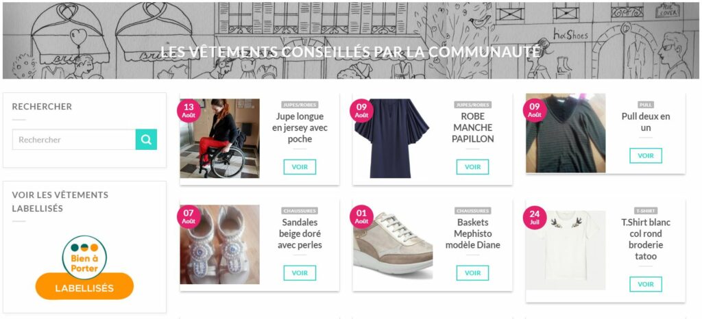 Diapo 5 : Site internet 'Bien à porter', page 'les vêtements conseillés par la communauté'