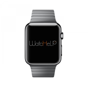 Montre connectée affichant le logo de L’application Watchelp