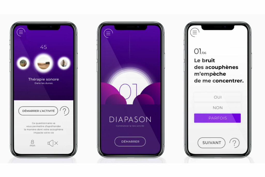 Diapo 4 : Image des interfaces de l'application diapason sur un smartphone