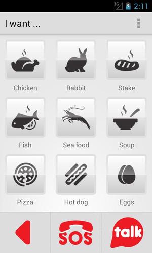 Diapo 4 : Image de l'application HelpTalk sur smartphone qui montre différentes nourritures que peux choisir la personne