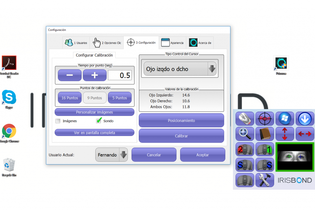 Diapo 2 : exemple de l'interface du système irisbond