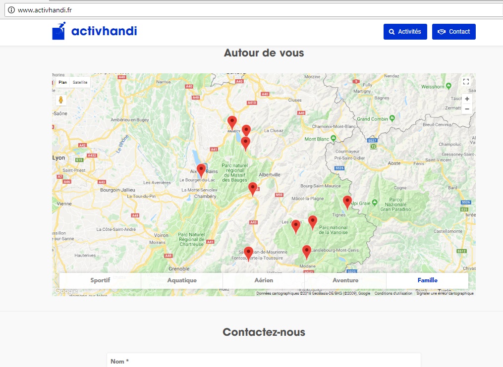 Diapo 4 : photo représentant les lieux accessibles sur le site internet activhandi