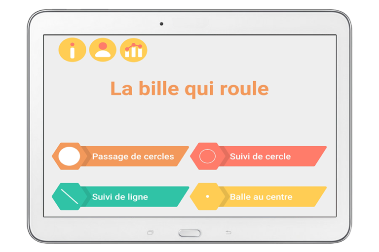 Diapo 1 : application la bille qui roule représenté sur un ipad