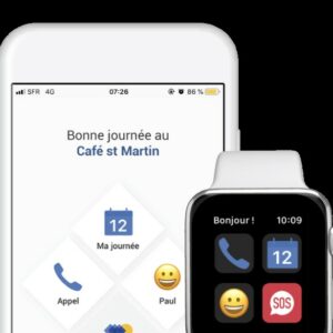 Interface de l’application Mobijob sur un smartphone et une montre connectée