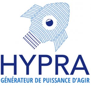 Logo de Hypra : une fusée avec un oeil au milieu