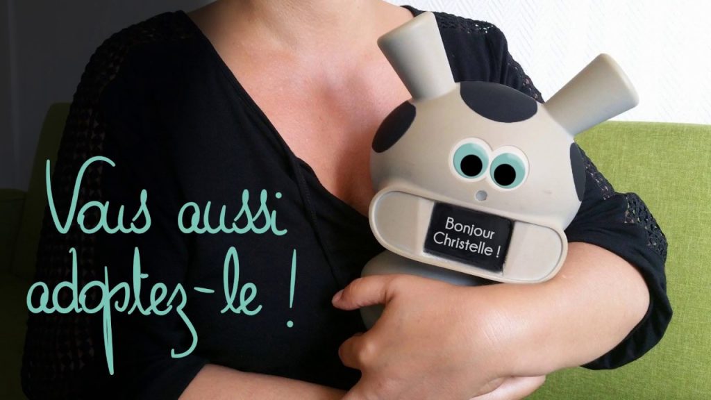 Diapo 2 : photo qui représente une femme qui tient le robot nwoo