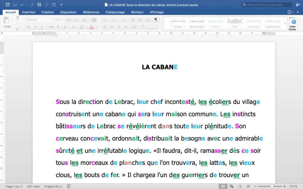 Diapo 2 : document word adapté confort lecture d'aidodys