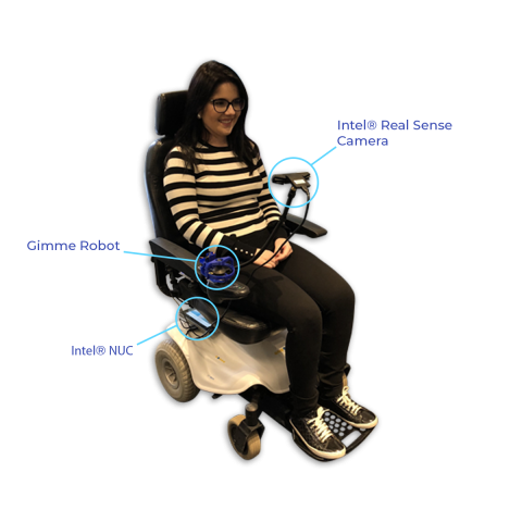 Diapo 3 : une femme en fauteuil roulant utilisant wheelie