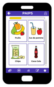 cette image contient l'application Paips avec des pictogrammes 