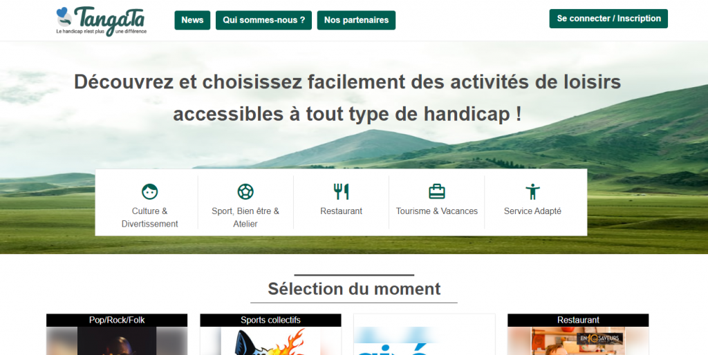 Diapo 2 : Page d'accueil du site internet de Tangata