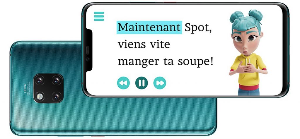 Diapo 4 : Un téléphone avec un exemple de phrase signée