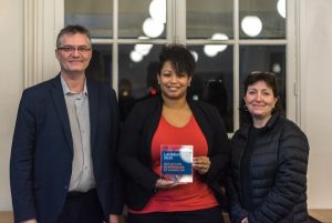 Philippe TROTIN (MICROSOFT) - La Lauréate BIOMAREL Leslie MARE et Marie - Pierre FRYDMAN (SNCF))