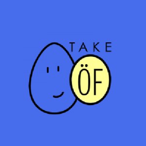 Logo de Take Of, un oeuf souriant en dessin