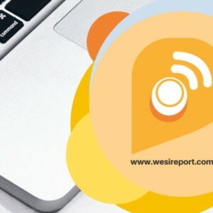 Image avec un ordinateur en arrière-plan et l’adresse du site Wesireport