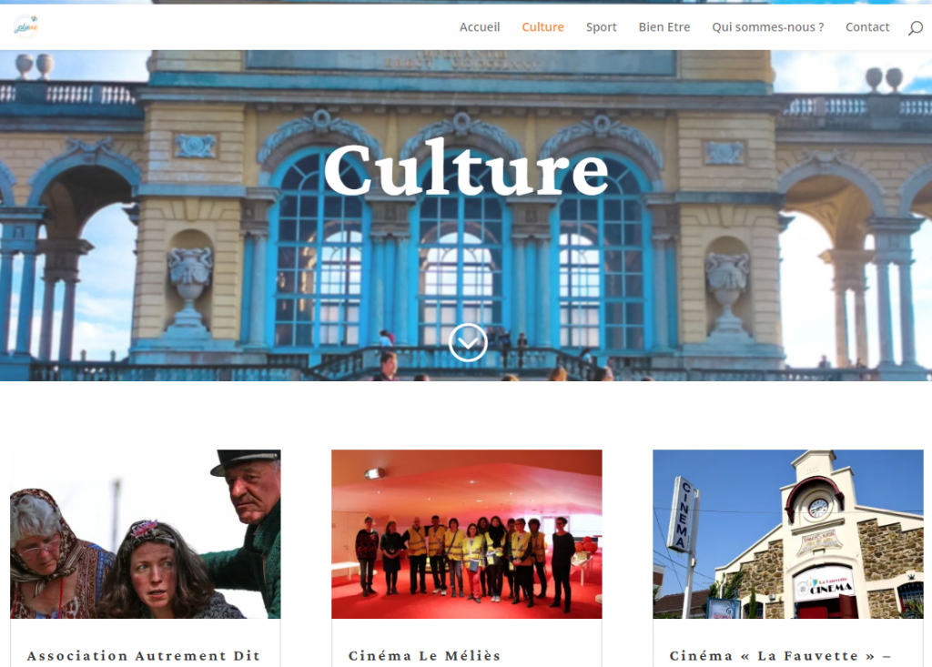 Diapo 2 : Capture décran du site jolie de la catégorie culture, on peut descendre vers le bas et voir les différentes activités possibles