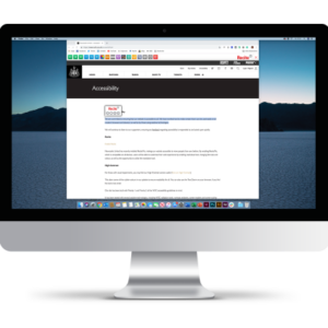 Image d’un écran d’ordinateur avec dessus un site utilisant la fonction accessibilité de Recite Me
