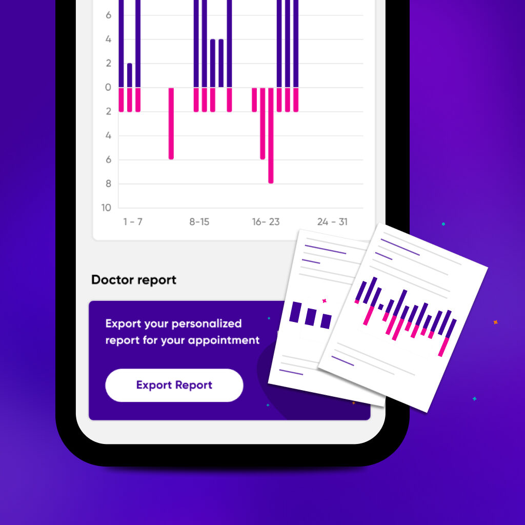 Diapo 3 : Image de l'application Epsy Health montrant les statistiques des crises du patient pour son médecin