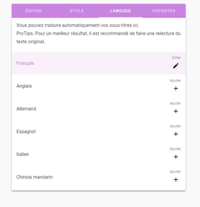 Diapo 4 : Image de la fonctionnalité traduire en langue étrangère de l'application Capté